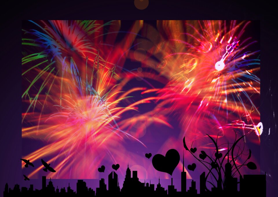 Fireworks turn of the year shower of sparks