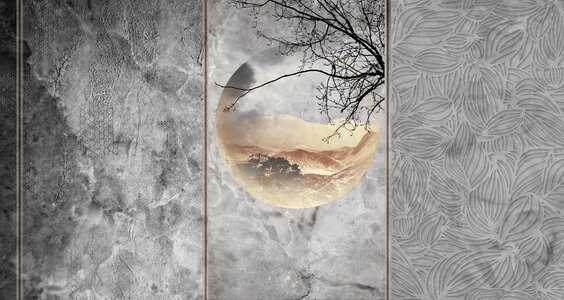 Landscape moonlight gray moon