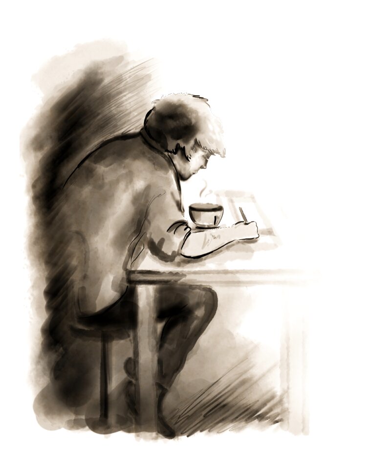 Student artist drawing