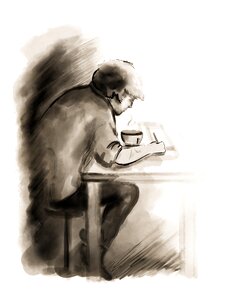 Student artist drawing