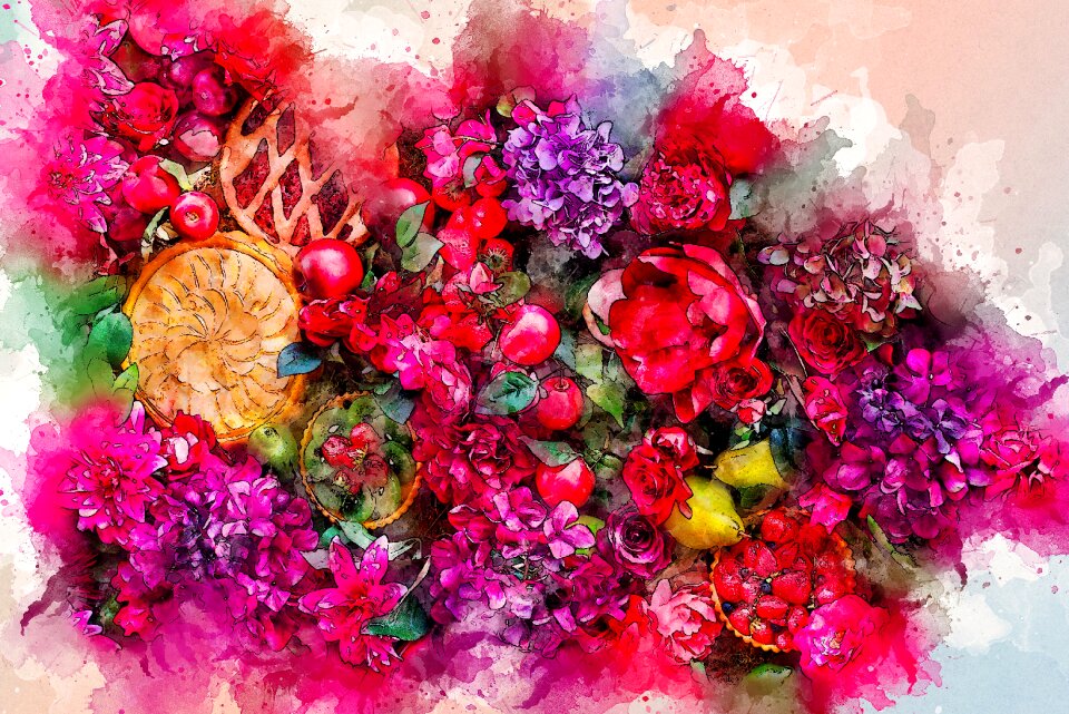 Watercolor nature vintage