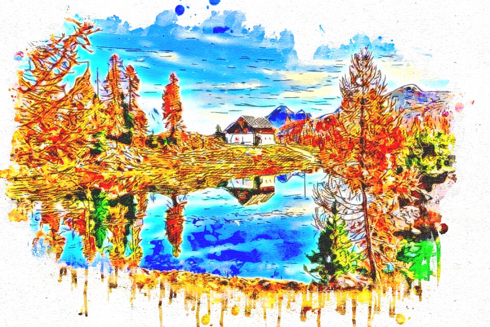 Art watercolor landscape