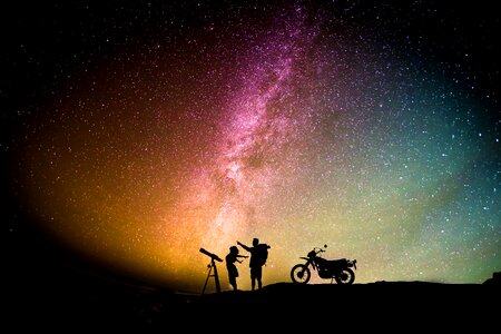 Motorcycle aurora sky