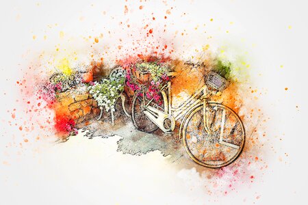 Wall watercolor bike
