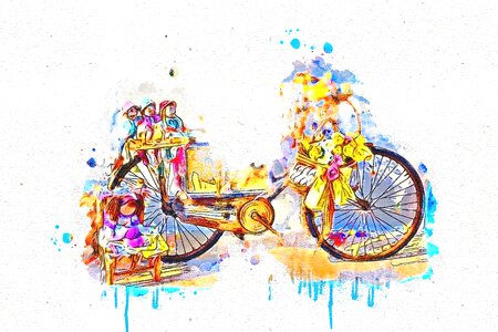 Doll watercolor bike