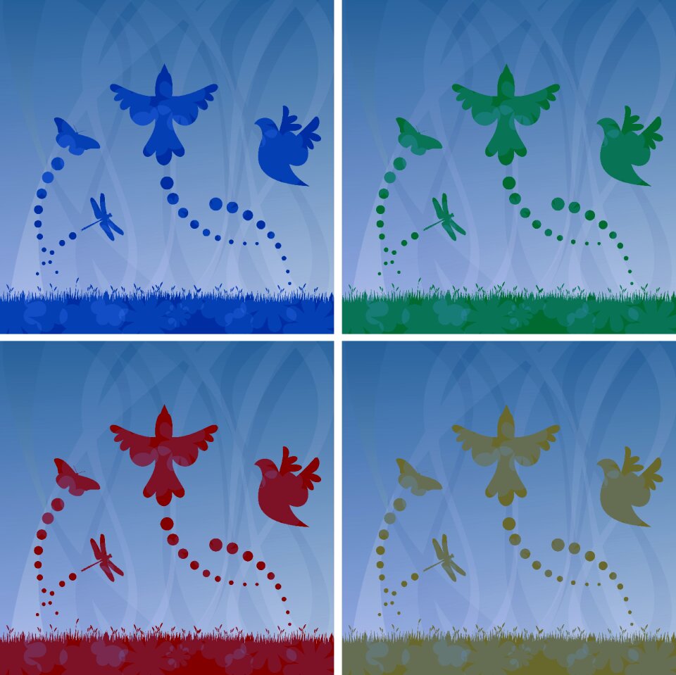 Bird bugs butterfly
