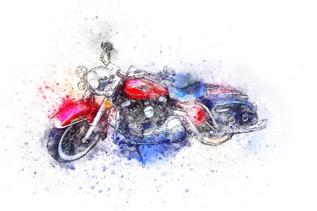 Red oldtimer watercolor