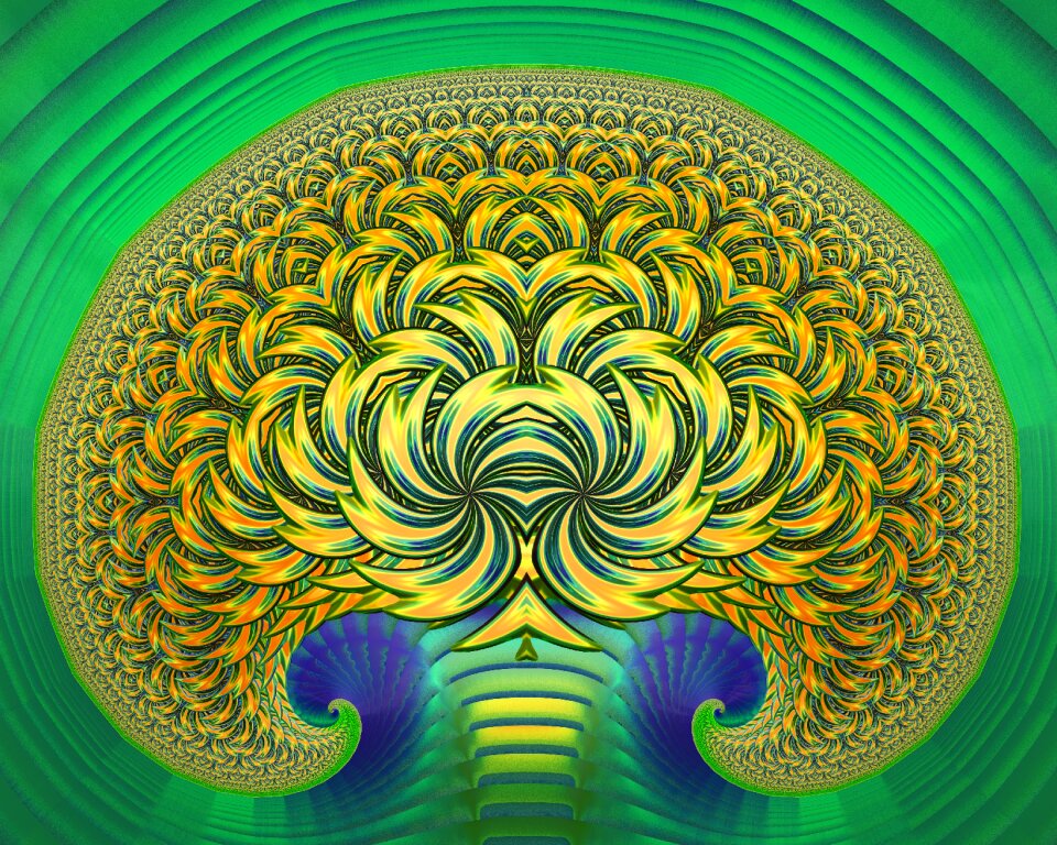 Fractal art whimsical green