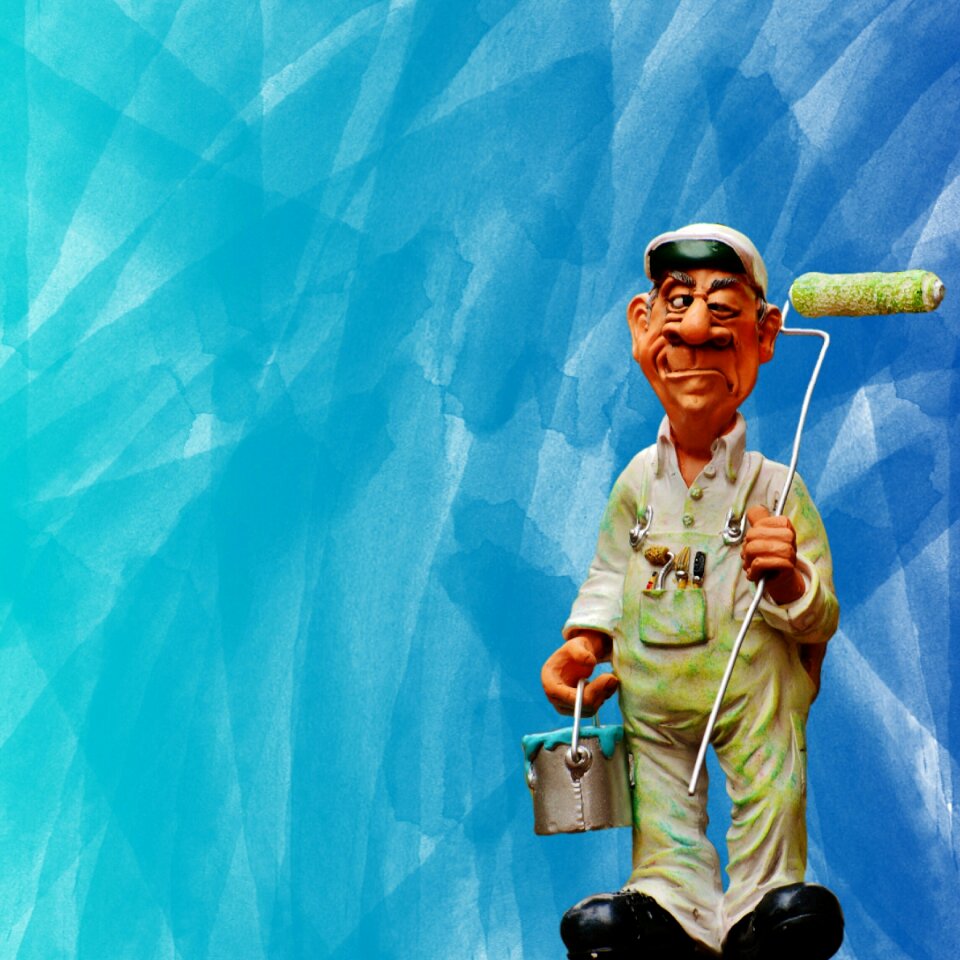 Figure painter working paint