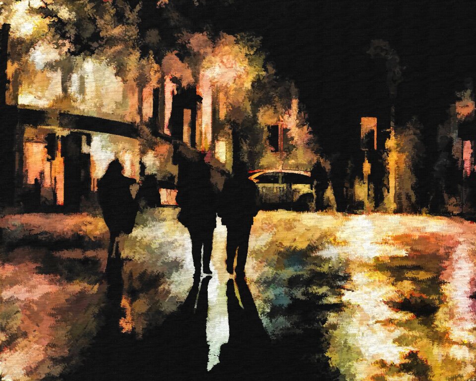 People walking urban street