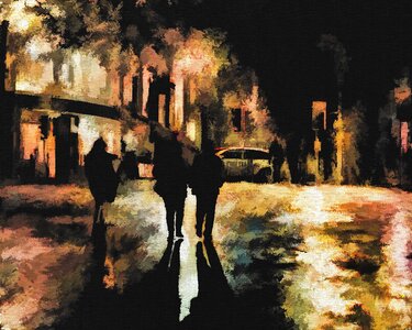 People walking urban street