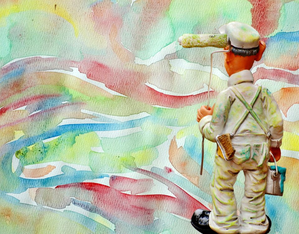 Figure painter working paint