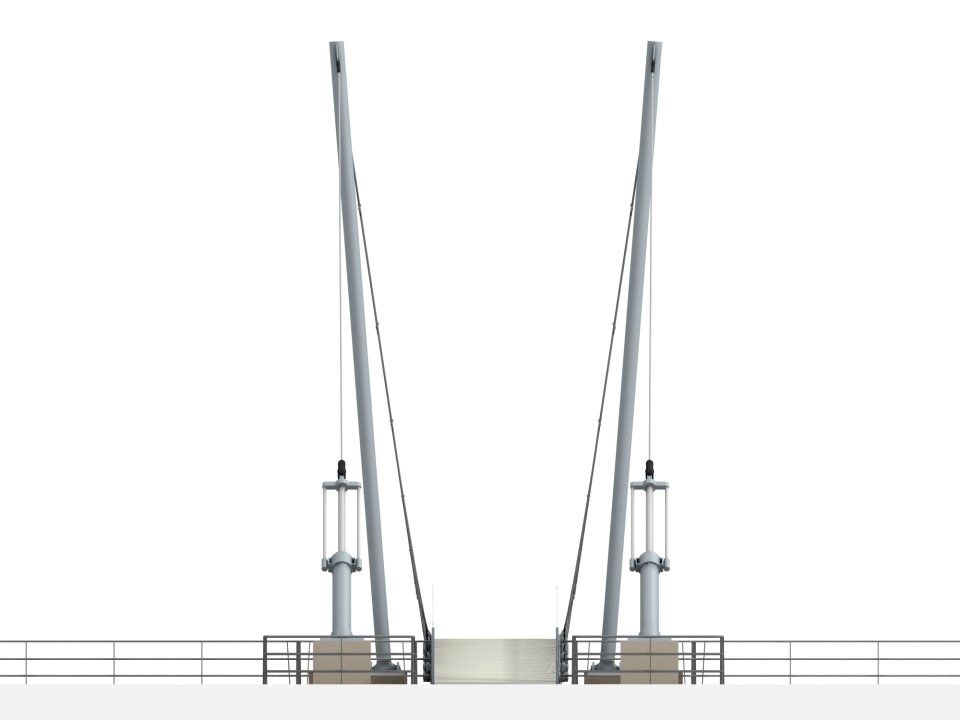 River bridge element metal rods