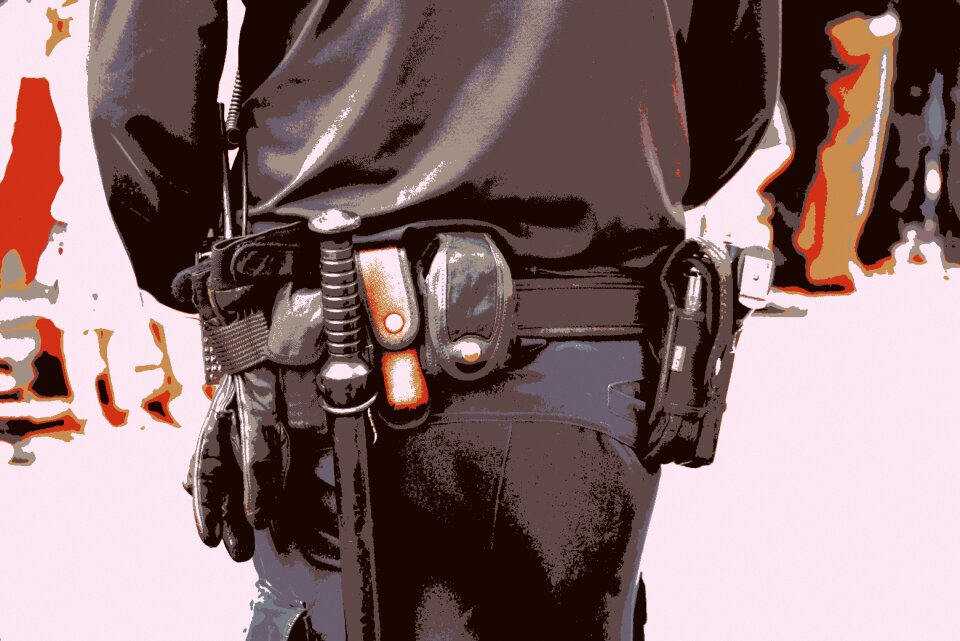 Baton policewoman cop