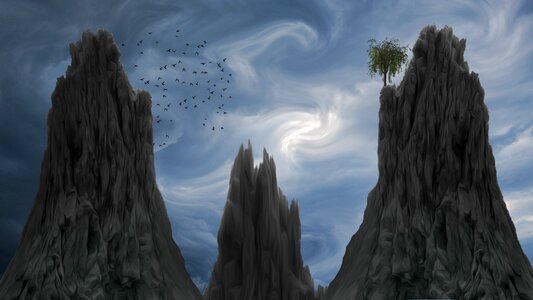 Backdrop birds mountains