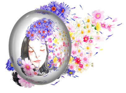 Woman face flowers