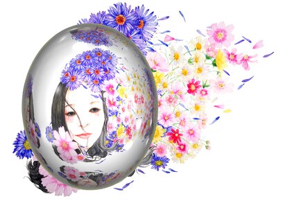 Woman face flowers