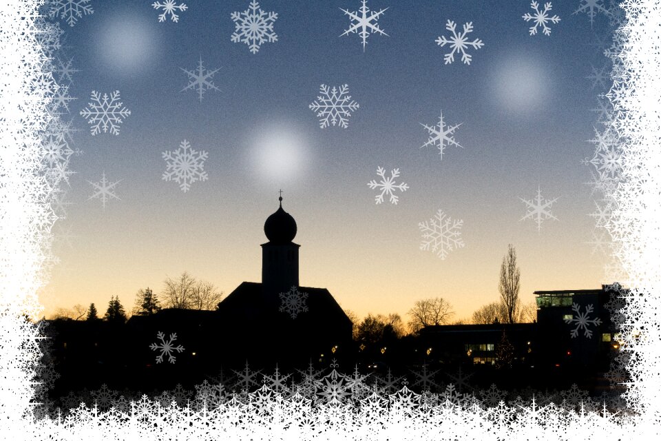 Church snow tree