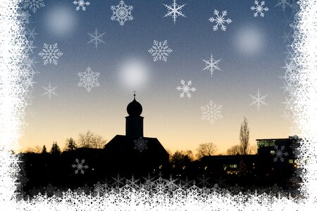 Church snow tree