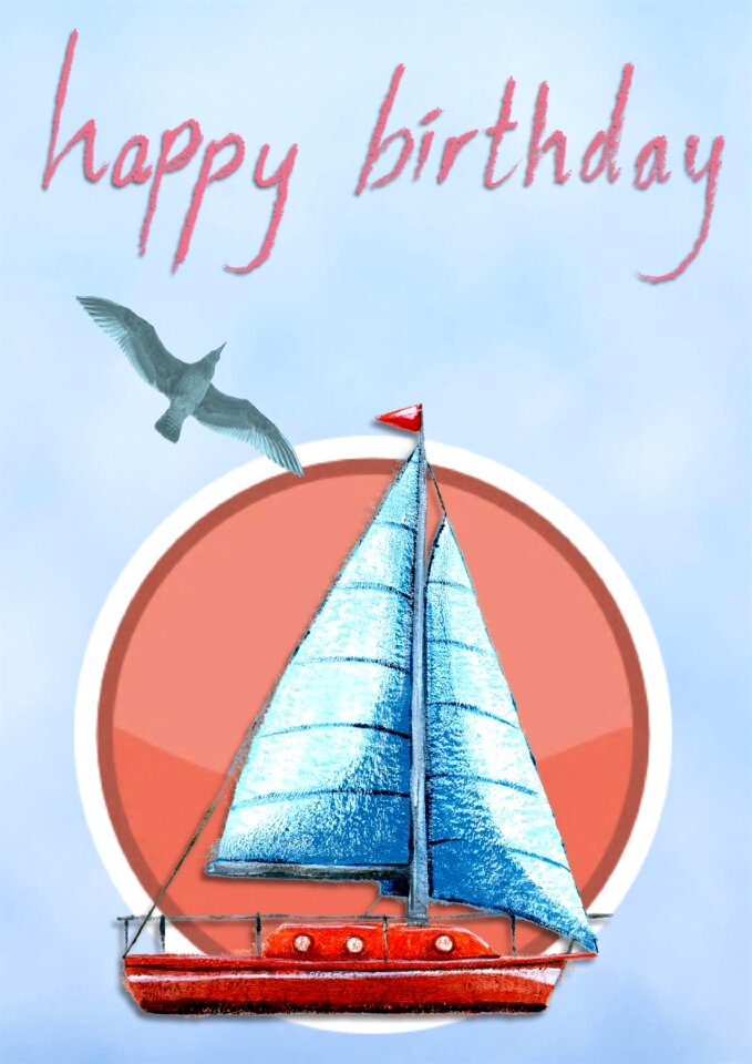 Greeting blue boat