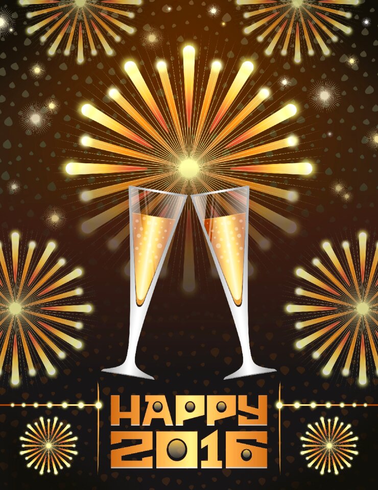 Year fireworks champagne
