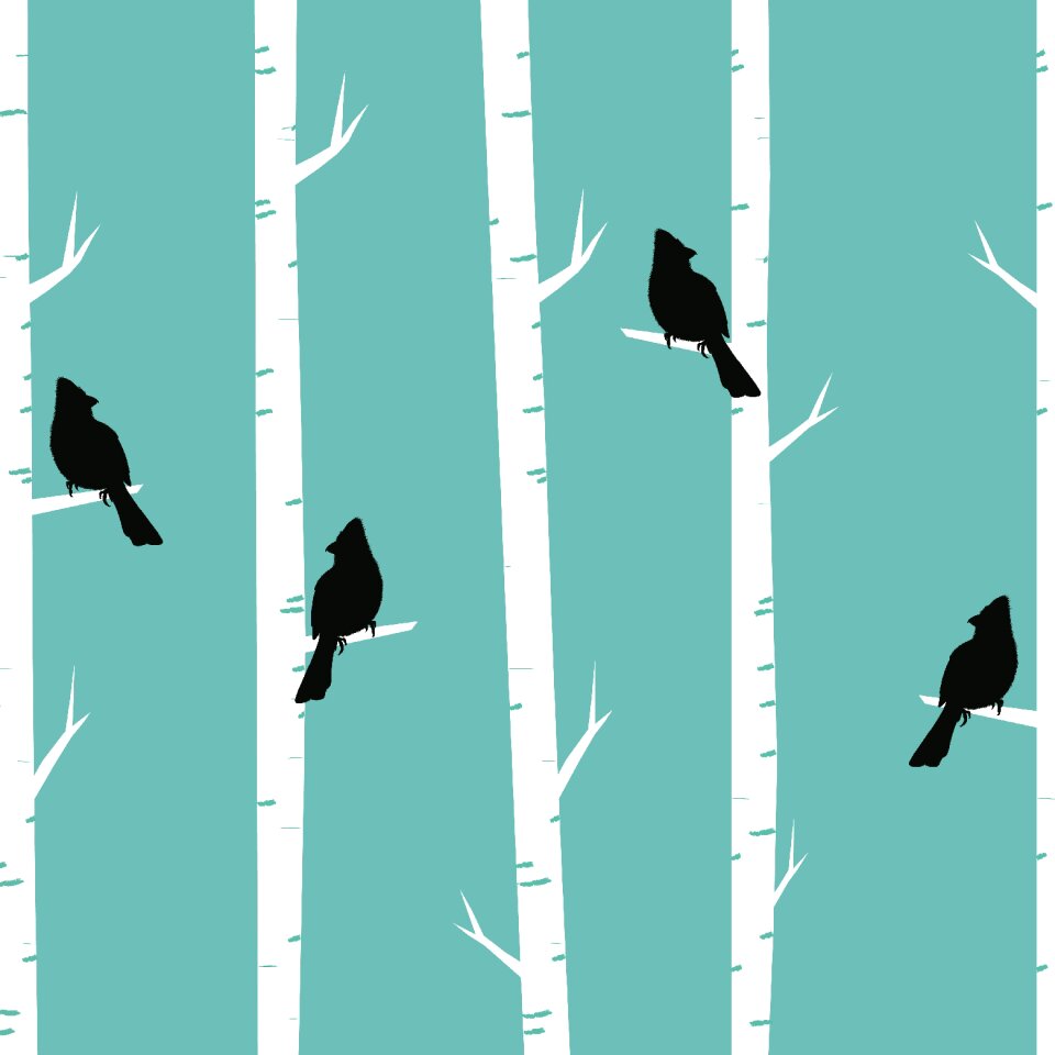 Birch trees perched blue