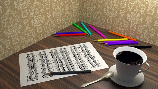 Cup of coffee sheet music 3d