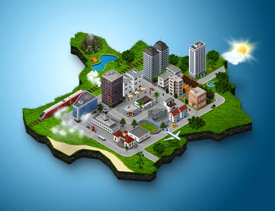 Cityscape travel blue business