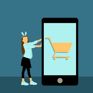 Woman shopping telephone