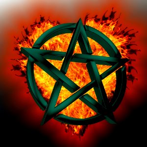 Fire mystical five pointed star