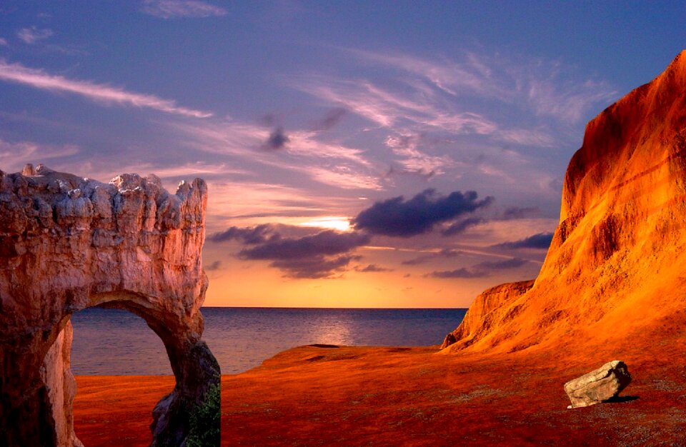 Mountain water sea