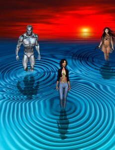 Woman water ripple