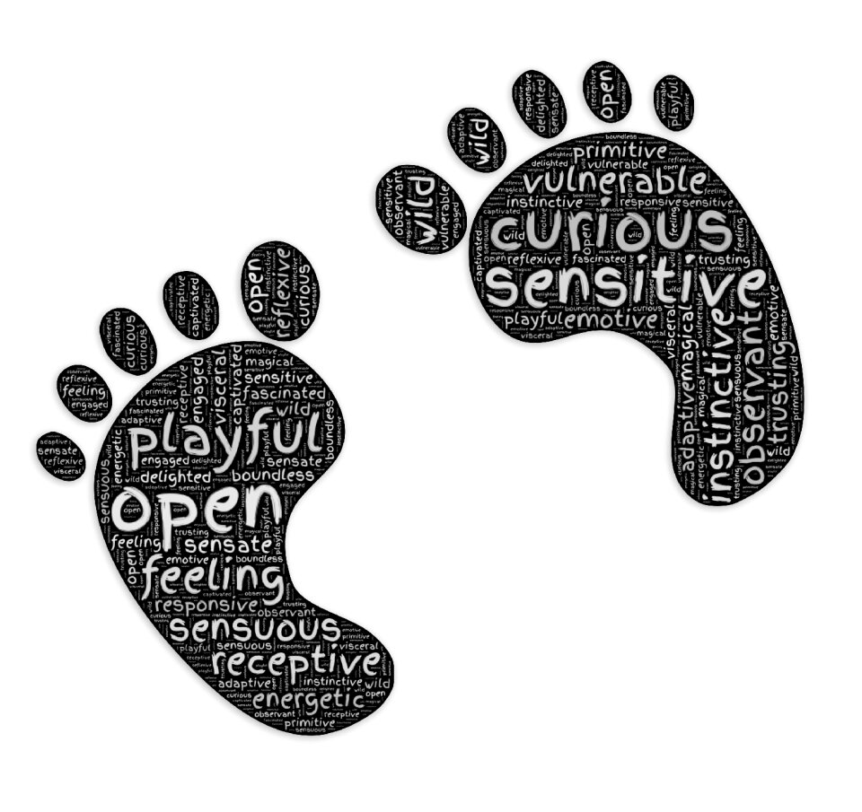 Childlike feet footprints