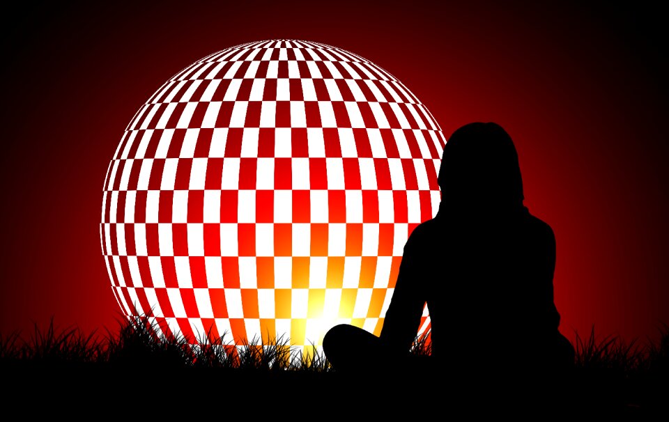 Woman silhouette meditation