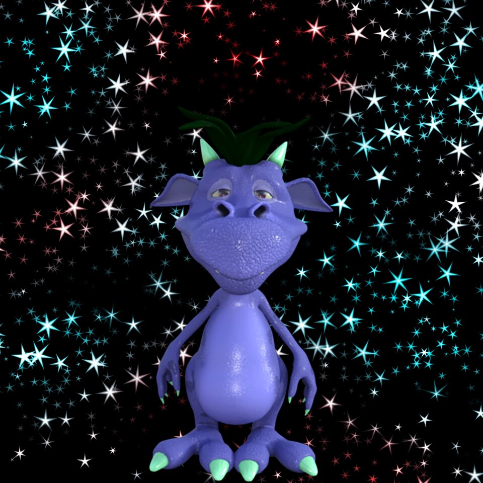 Fairytale black cartoon black dragon