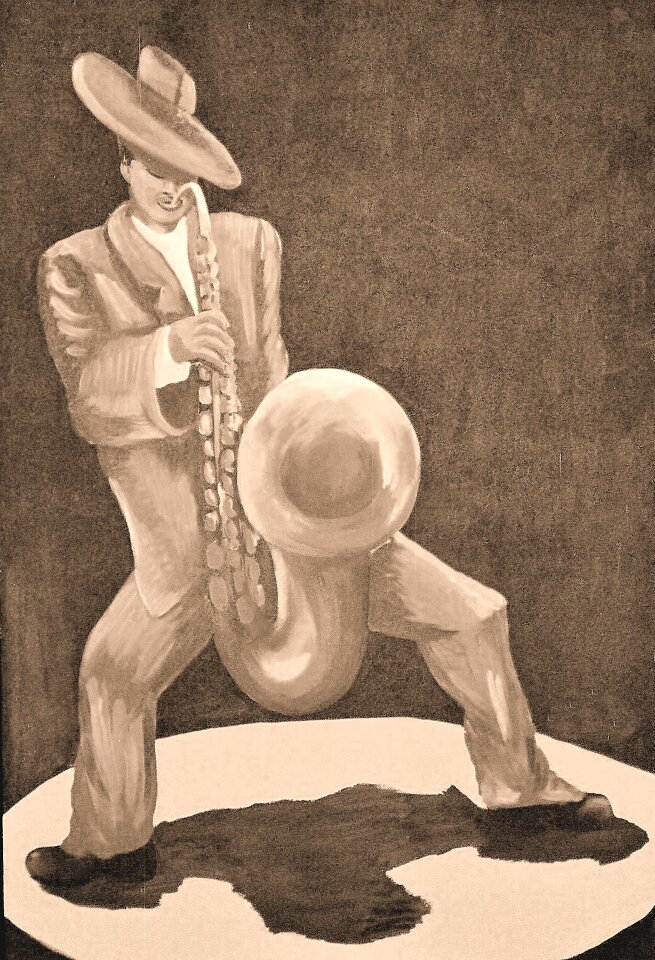 Acrylic paint saxophone player Free illustrations
