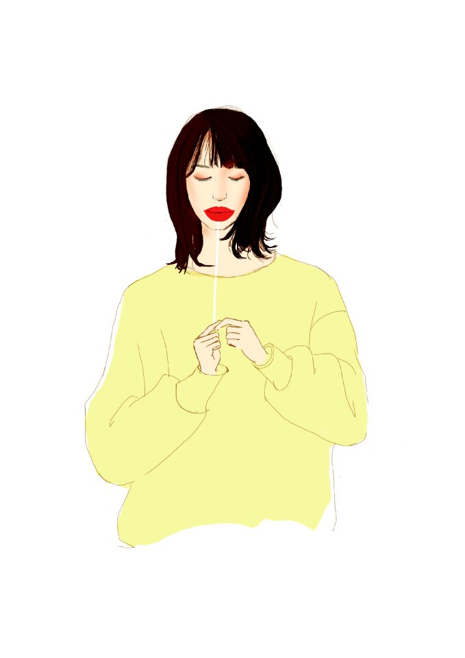 Lips asia yellow sweatshirt