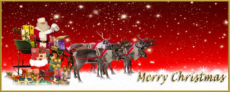 Santa claus christmas sleigh reindeer