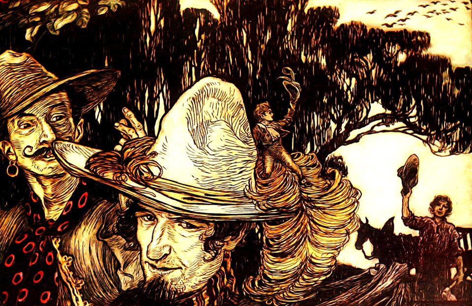 Fantasy book illustration vintage