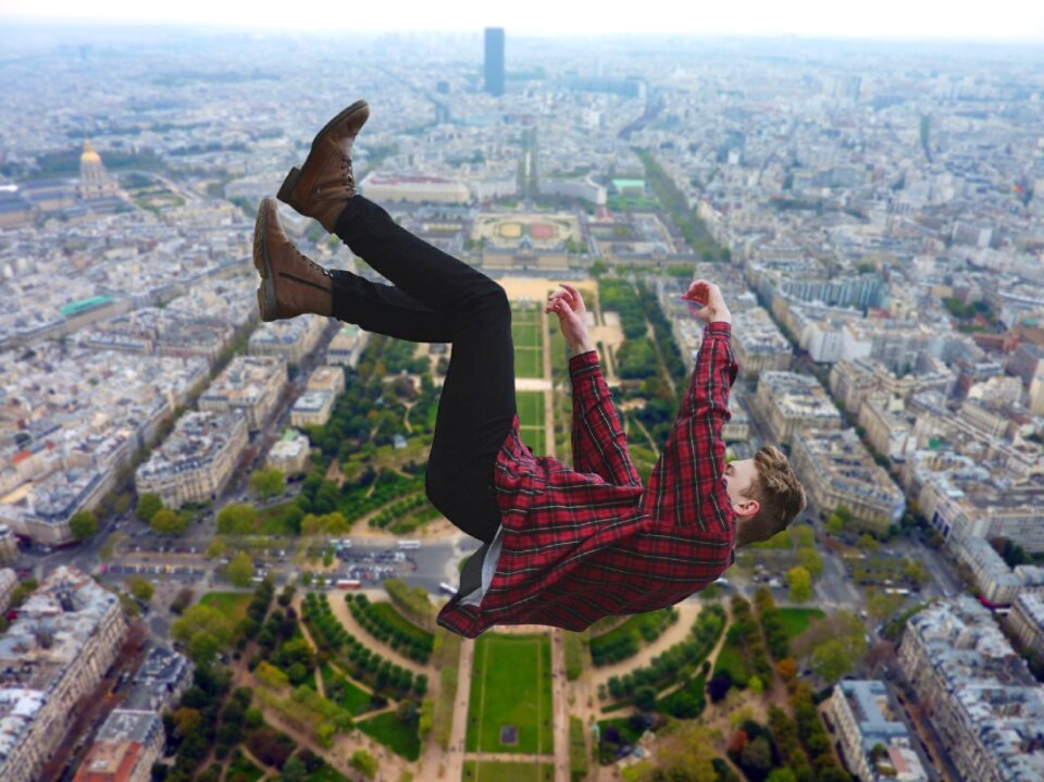Free case man flying height