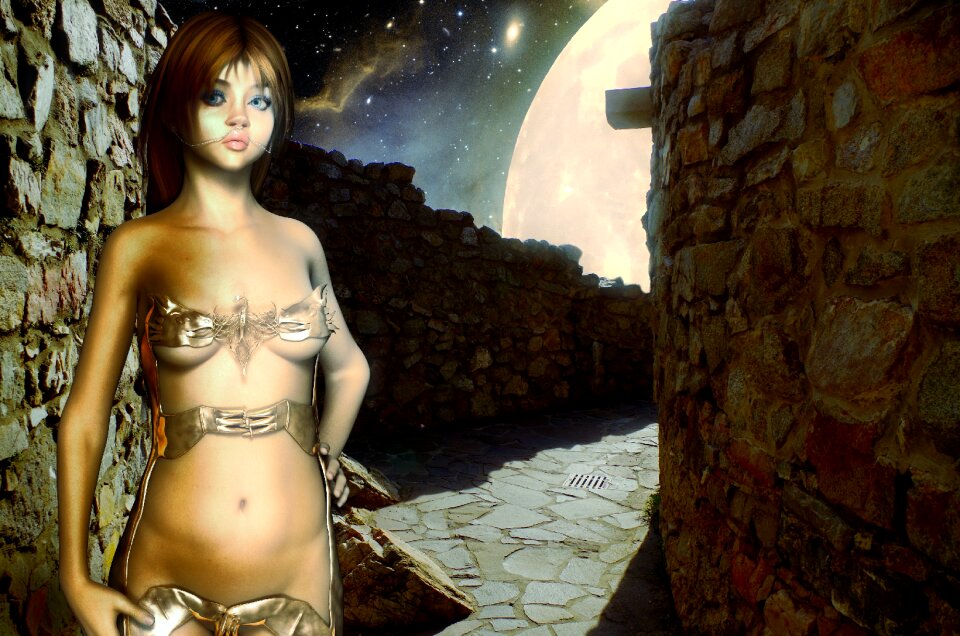 Fantasy brown moon Free illustrations
