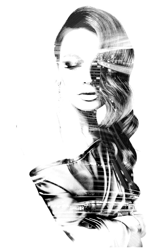 White black human photomontage