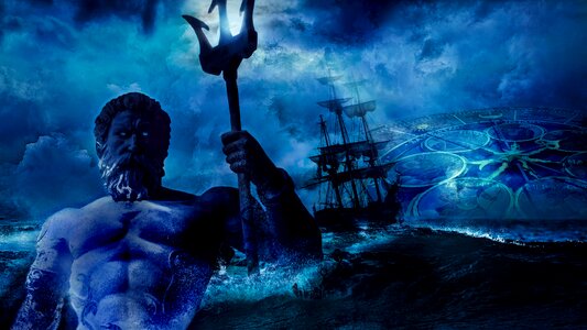 Zodiac sign poseidon rough seas