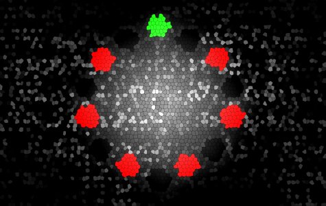Abstract red green