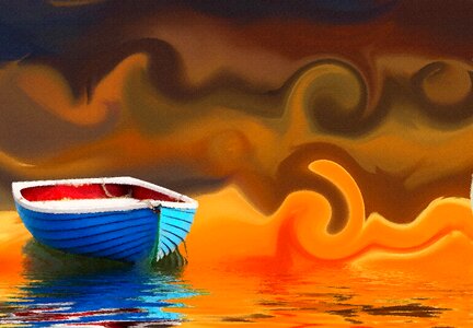 Blue brown ship