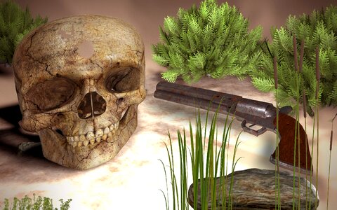 Murder crime scene stone