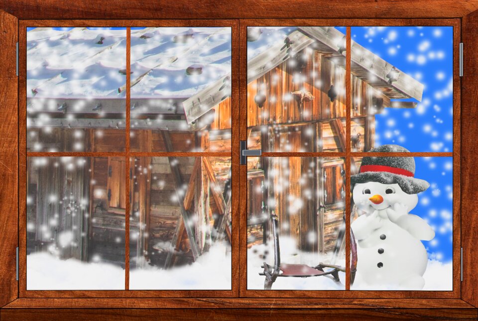 Wintry greeting card hut