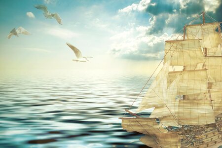 Sea boat image overlay