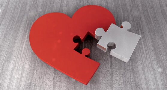 Puzzle piece heart shape emotion