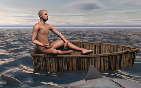 Distress shipwrecked sea